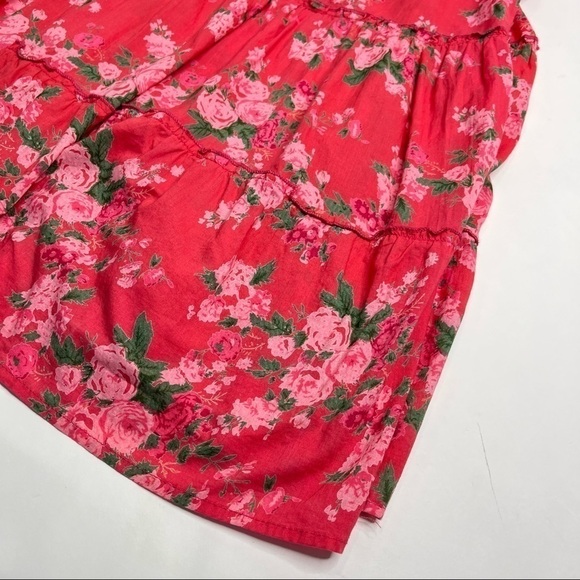 PERRY WALKER Annie Maxi II Floral Pink Boho Tassel Long Ruffle Tiered Maxi Dress - Picture 9 of 15